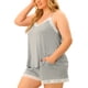 thumbnail image 2 of Conjunto de pijapamujer, talgrande, panel de encaje, cintuelástica, pantalones cortos, rode dormir, rode salón gris 3XL, 2 of 6