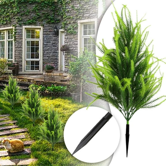 Artificial Cedar Topiary Ball Trees 20" - UV Resistant Shrubs with Spike for Outdoor/Indoor Use, Low Maintenance Porch, Garden & Entryway Decor