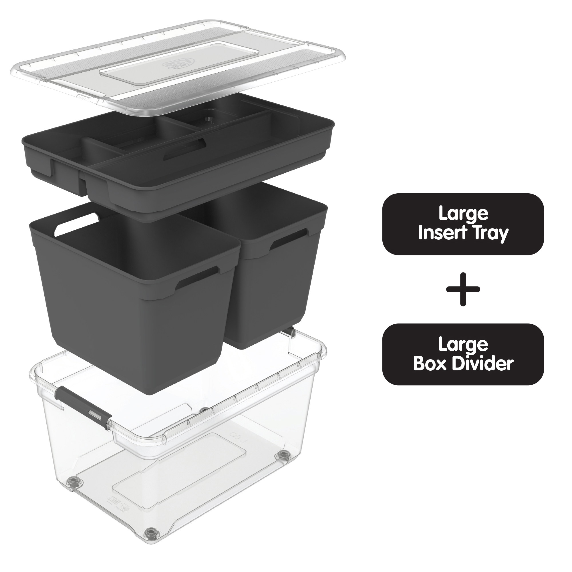 Ezy Storage 84.5 Qt Clear Plastic Tote, Latching Lid and Removable Wheels, 8 Pack