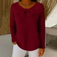 thumbnail image 2 of CHUMUD Women's Pullover Sweater Front Bow Tie Round Neck Sweater Soft Lightweight Knit Tops Casual Fall Winter Outfits, 2 of 6