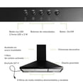 thumbnail image 4 of Campana para cocina de pared piramidal 90 cm Acero Inoxidable, 3 Velocidades, Doble Filtro de malla lavable y Filtro de carbón activado, Luz LED, Extrae y Purifica Negro AVERA CEP90N, 4 of 10