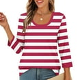thumbnail image 6 of fatyb 3/4 Length Sleeve Tops for Women Striped Crew Neck Casual Tshirts Print Womens Loose Blouses Tee, 6 of 9