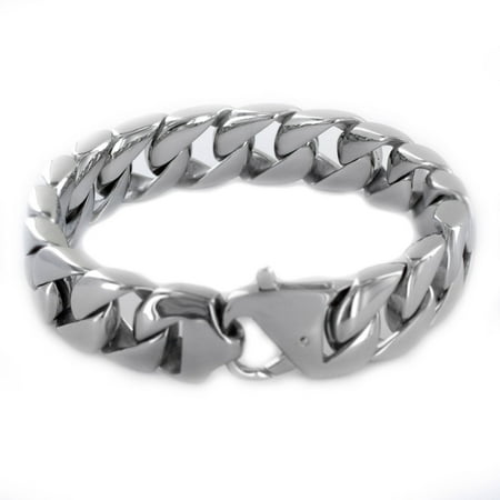 Crucible Stainless Steel Polished Curb Chain Bracelet, 8.5, 15.1mm