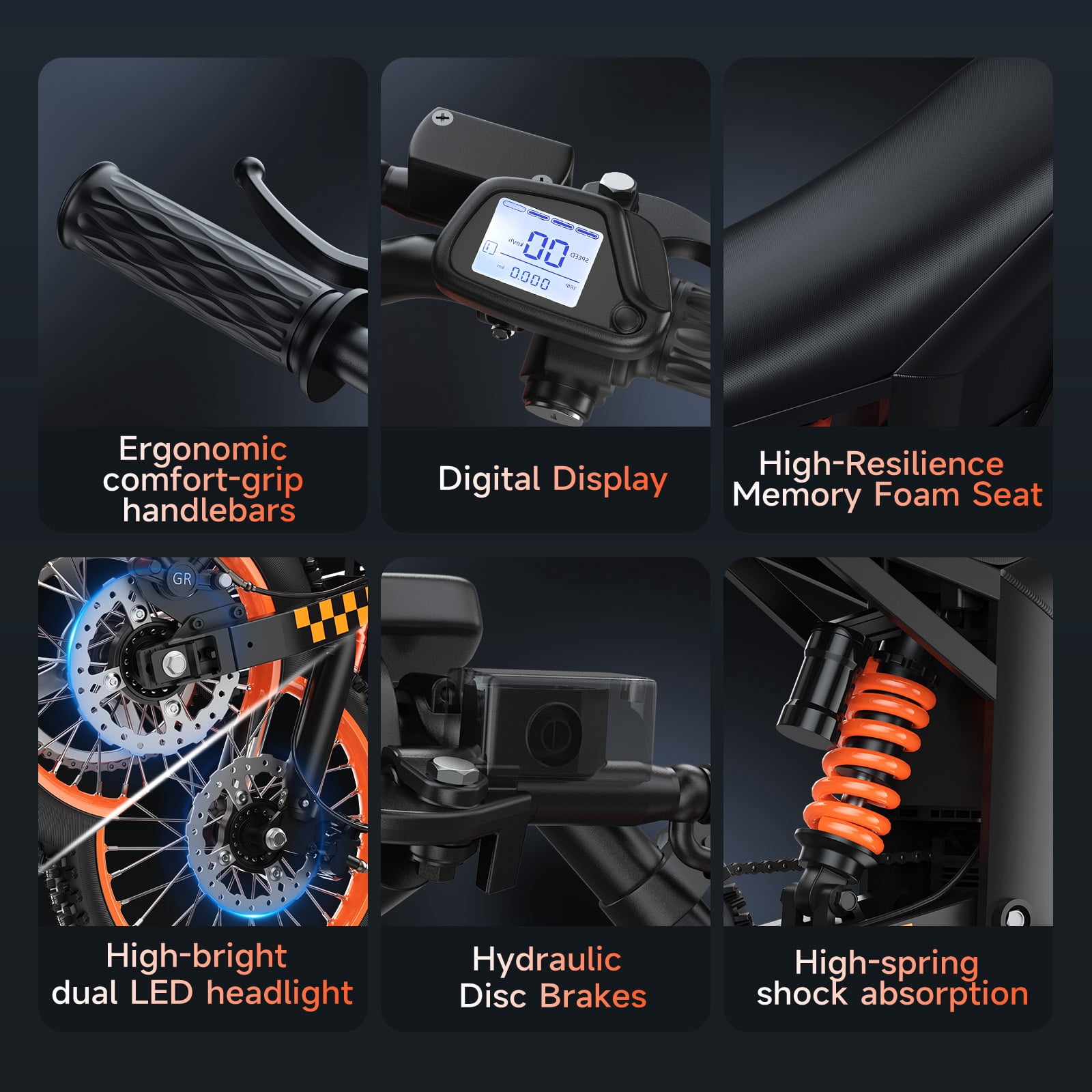 Electric Dirt Bike, 2000W, 34.2MPH & 28 Miles, 48V/20.8AH Removable Battery, 14"/12" Tire, Hydraulic Brakes & Full Suspension, Mountain Off-Road E Dirt Bike