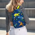 thumbnail image 5 of Xecao Dinosaur In Space Canvas College Laptop Backpack, a durable rucksack designed for both men and women, ideal for travel, school, and daily use-Small, 5 of 5