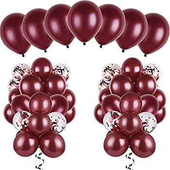 120 Pieces Burgundy Balloons Kit Latex Burgundy Balloons Confetti