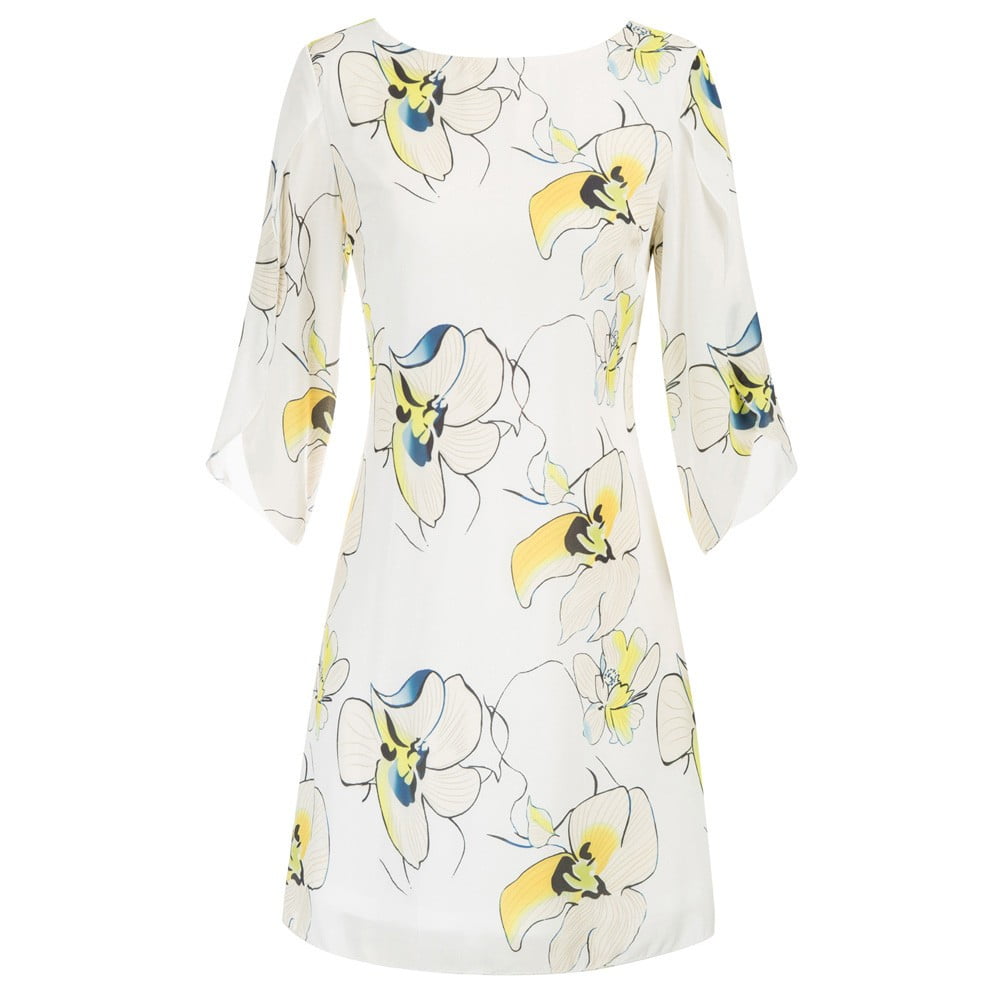 Scoop Long Sleeves Chiffon Knee-Length Dress Dusty Sage