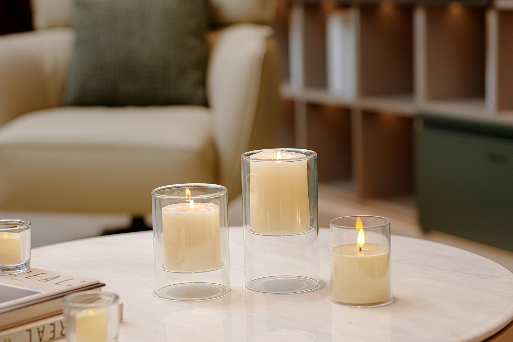 Mainstays Clear Floating Glass Home Candle Holder Medium