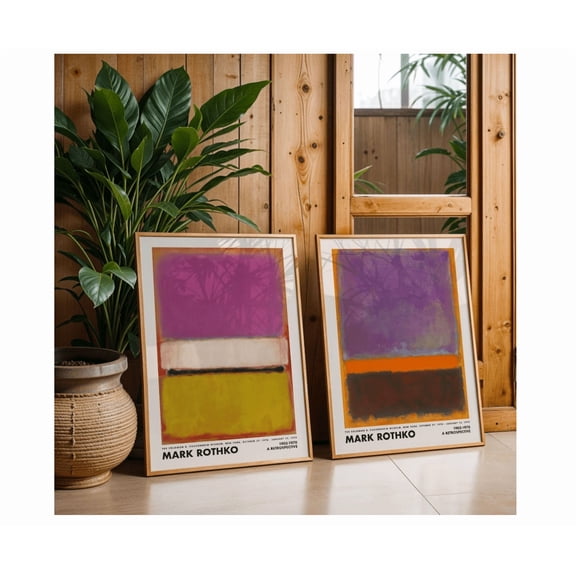 Kovaa Mark Rothko Poster, Mid Century Modern Museum Wall Art Set 2 Unframed Paper Print 8x12