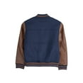 thumbnail image 2 of X RAY JEANS Boy's Wool Varsity Bomber Jacket With Grainy PU Sleevees, Navy/Brown, XL, 2 of 11
