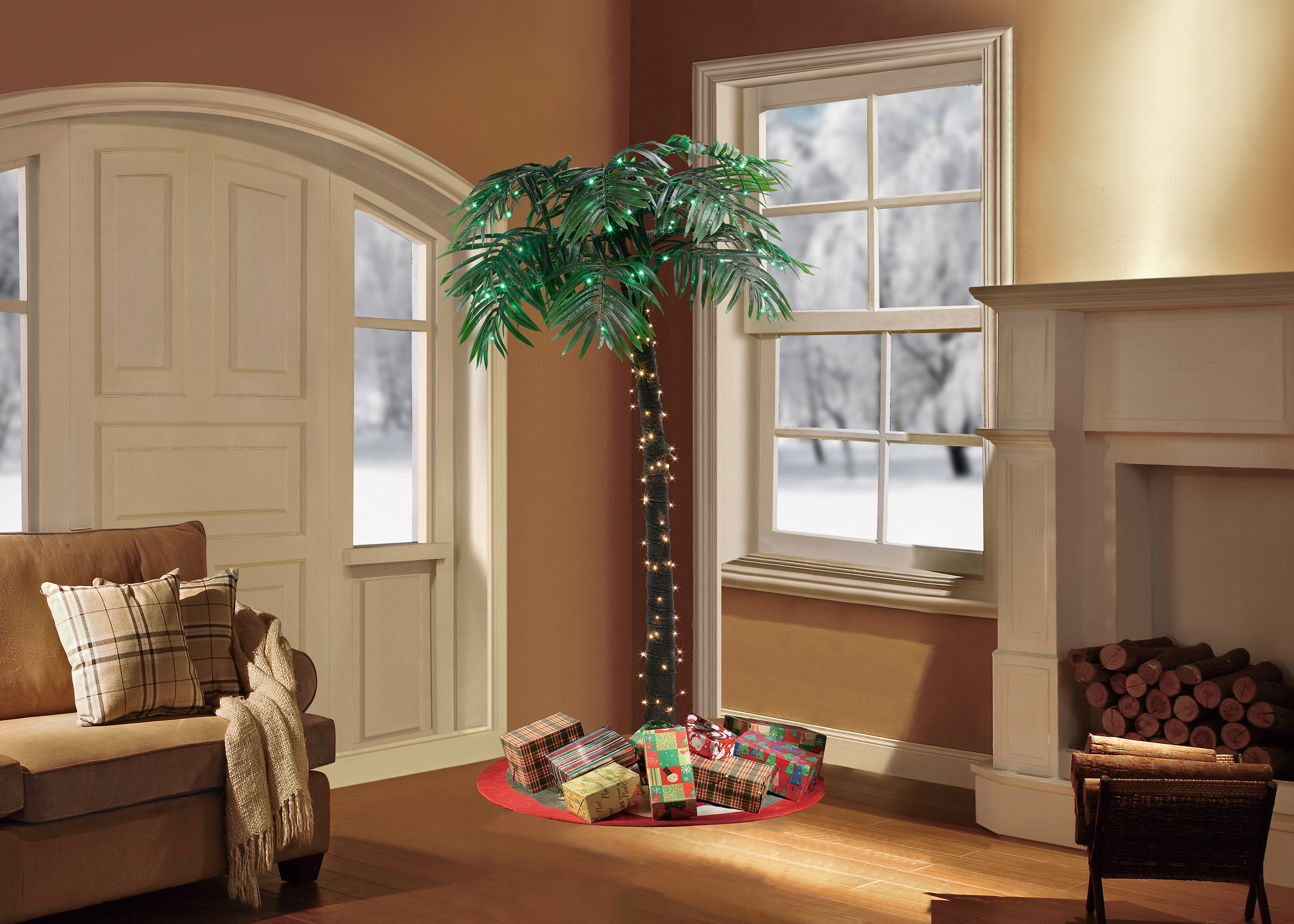 Palma Artificiale Puleo Areca, Alta 190 Cm, Verde, Pianta Finta Per Interni Con Vaso Incluso