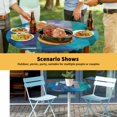 thumbnail image 6 of Elastic Fitted Round Tablecloth, Abstract Blue Waterproof Stretch Table Cover for 45"-54" Tables, Painting Buildings Geometric Color Block Washable Outdoor Tablecloths for Patio, Picnic, Camping, 6 of 9