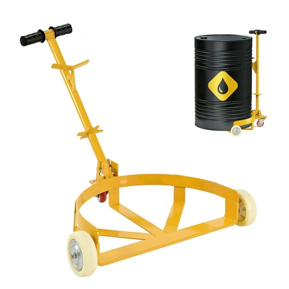 55 Gallon Drum Dolly, 1200LBS Capacity Heavy Duty Steel Barrel Drum Dolly with 4-in-1 Wrench & Height Adjustable Handle, Swivel Wheels Oil-Drum Dollies Cart for Garages Warehouse Workshop Factories
