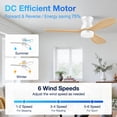 thumbnail image 5 of 42 in. Wood Indoor Outdoor White Flush Mount Ceiling Fan with Lights Remote, Controll by Voice Alexa App, Dimmable, 5 of 10