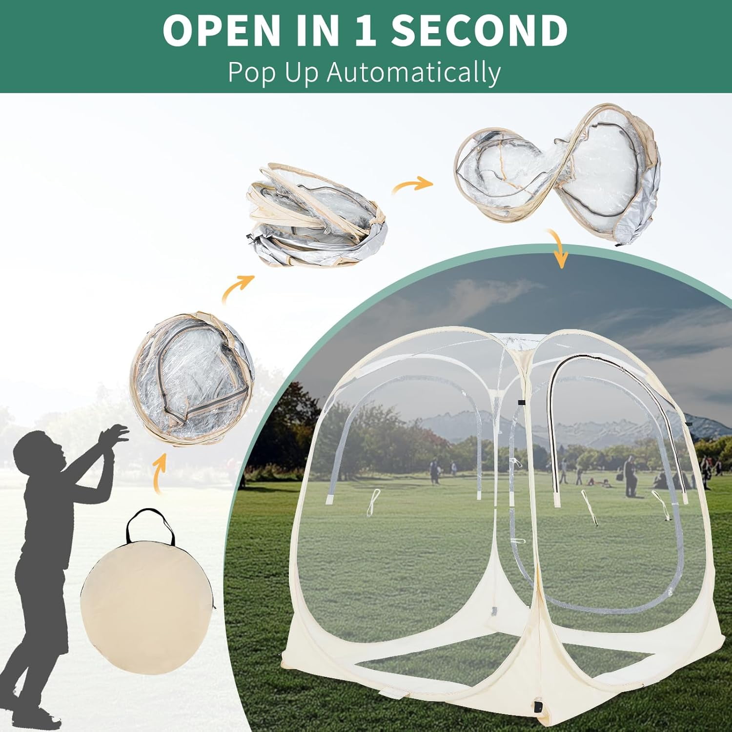 Slsy 1-2 People Outdoor Pop-Up Bug Proof Sport Tent with