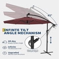 thumbnail image 3 of EastVita 10FT Offset Umbrella with Cross Base with 360-degree and Rotation Infinite Tilt for Deck Pool Garden BackyardWine Red, 3 of 7