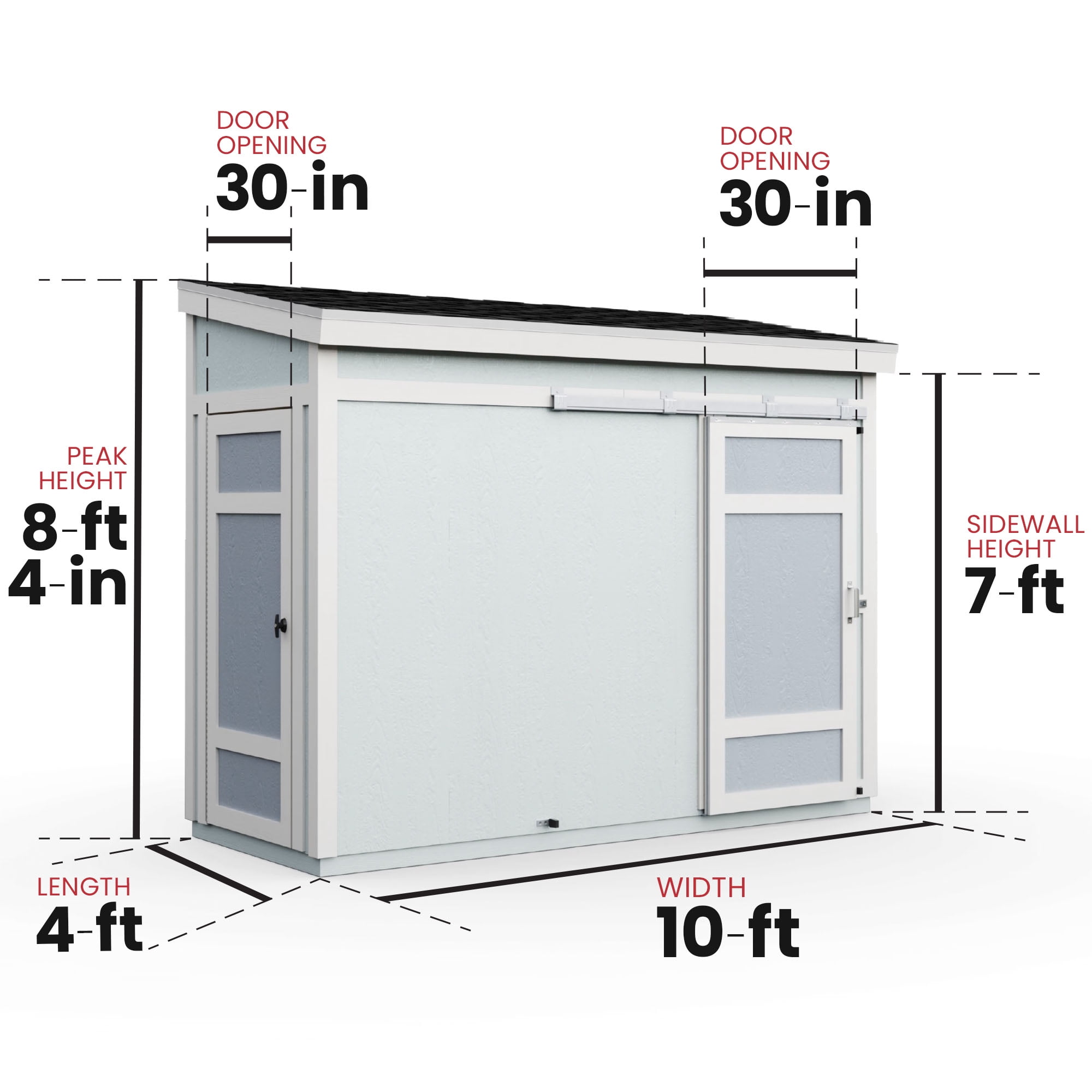 Handy Home Products Cambria 10 ft. x 4 ft. Wood Shed with Sliding Barn Door (Floor Included)