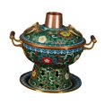thumbnail image 3 of Olla caliente de cobre cloisonné para calentar utensilios de cocina Shabu Shabu Hot Pot Old Beijing verde, 3 of 9