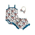 thumbnail image 2 of Musuos Baby Girls 4th of July Shorts Sets 3 6 9 12 18M Sleeveless Flag Print Romper Shorts Headband Sets Summer Outfits, 2 of 10