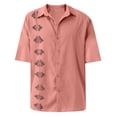 thumbnail image 4 of ELFINDEA Mens Shirts Designer Spring Summer Men's Casual Cotton Linen Solid Color Short Sleeve Shirts Loose Shirts Pink XL, 4 of 5