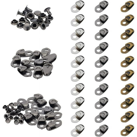 30 Sets 3 Colors Alloy Boot Lace Hooks for Climbing and Outdoor Shoes with Rivets Mixed Color 19.5x10x6mm Hole: 6mm 10 sets/color