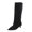 Black, variant on Womens Mid Calf Boots Pointed Toe Stretch Shaft Pull On Slim High Heel for Casual Work and Evening Wear