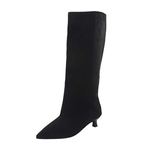 hopeusnice Pointed Toe Knee High Boots Women Suede Dress Boots for Evening Events Black 36