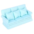 thumbnail image 2 of Sofá de casa de muñecas BRI 1:12 con 3 almohadas muebles de sala de estar color azul, 2 of 10