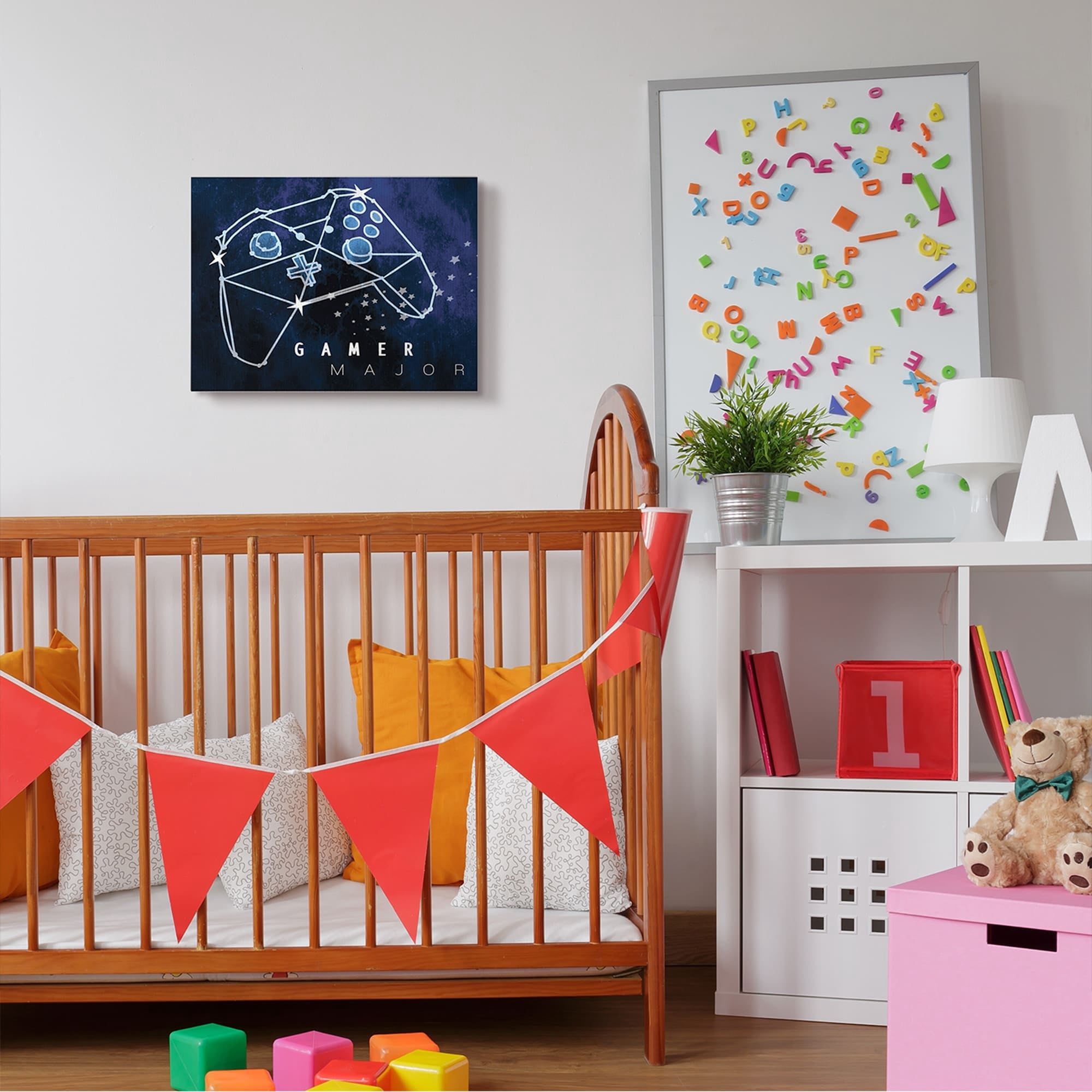Stupell Industries Gamer Major Phrase Controller Constellation Outer Space,30 x 40,Designed by Daphne Polselli