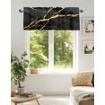 thumbnail image 5 of Valance Curtains for Windows Black Marble Kitchen Curtians Window Treatment Golden Ripple Topper Curtain Rod Pocket Valances for Kitchen Bathroom Living Room 54x18in, 5 of 9
