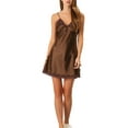 thumbnail image 2 of Unique Bargains Women's Sleepwear Lounge Spaghetti Strap Cami Dress Satin Nightgown, 2 of 5