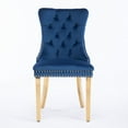 thumbnail image 3 of Velvet Dining Chairs Set of 2, Modern Upholstered Side Chairs with Chrome Legs and Nailhead Trim, Solid Wood Frame Kitchen Dining Room Chairs, Blue1, 3 of 15