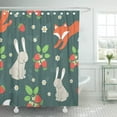 thumbnail image 1 of Cortinas de ducha impermeables ABPHQTO conejos zorros fresas silvestres 165x180 cm, 1 of 2