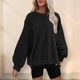 thumbnail image 2 of Besolor Women's Oversized Pullover Sweatshirt Casual Round Neck Long Sleeve Side Slit Fall Winter Tops Blouse, 2 of 6