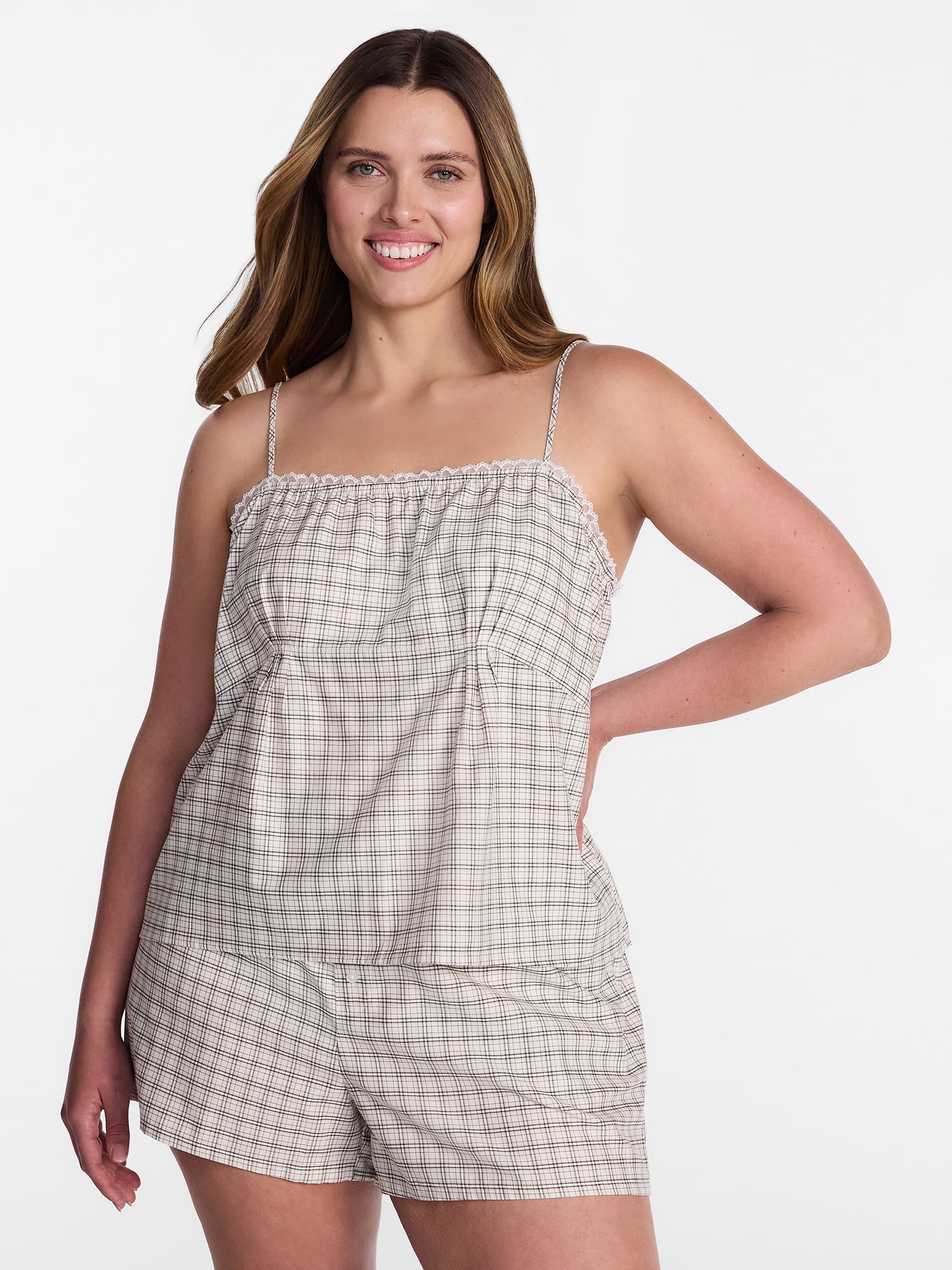 Joyspun Women's Woven Poplin Sleep Cami Top, Sizes XS-3X