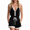 thumbnail image 2 of Womens Comfy Sweatsuit Color Block 2 Piece Sleeveless Tank Tops and Elastic Waist Shorts with Pockets Summer Tracksuit Outfits Black XL, 2 of 9