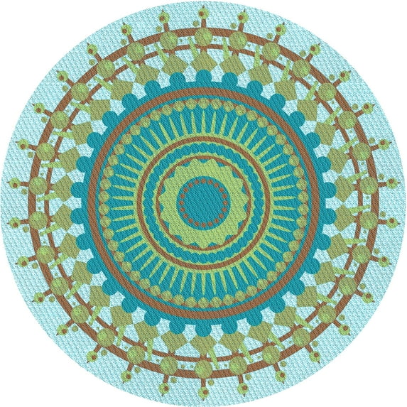 Ahgly Company Indoor Round Patterned Dinosaur Green Area Rugs, 8' Round