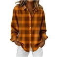 thumbnail image 2 of Craaazy Women's Casual Long Sleeve Plaid Button Down Shirts Collared Blouse Gifts, 2 of 9