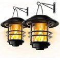 thumbnail image 1 of Solarlampor för Utomhus Trädgård, Glas och Metall IP65 Vattentät, Flimrande Lågor Vägglampor, 2-pack Hängande Väggfäste för Veranda, P (FMY), 1 of 5