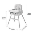 thumbnail image 2 of Babyomi 3-in-1 foldable Baby high chair, convertible highchairs for babies and toddlers with Adjustable Legs & Dishwasher Safe Tray, for6 months to 5 years old，Grey, 2 of 7