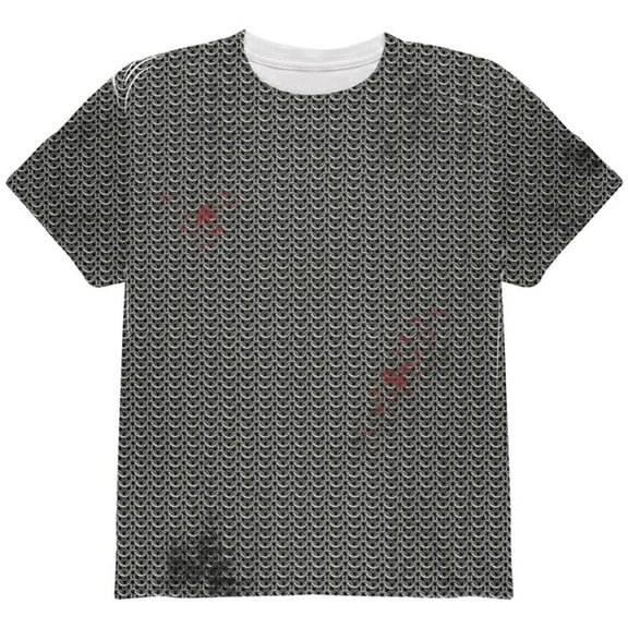 Halloween Battle Damage Chainmail Costume All Over Youth T Shirt Multi YXL