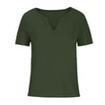 thumbnail image 3 of iHengLiXing Tops for Women Plus Size Women's Fashion Solid Color V-neck Comfortable Loose T-shirt Short Sleeve Blouse Casual Tops Green L, 3 of 4
