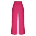 thumbnail image 6 of Lenpel Cargo Sweatpants for Women Elastic High Waisted Pull on Wide Leg Pants Athletic Lounge Pants Casual Baggy Joggers(Hot Pink,Medium), 6 of 7