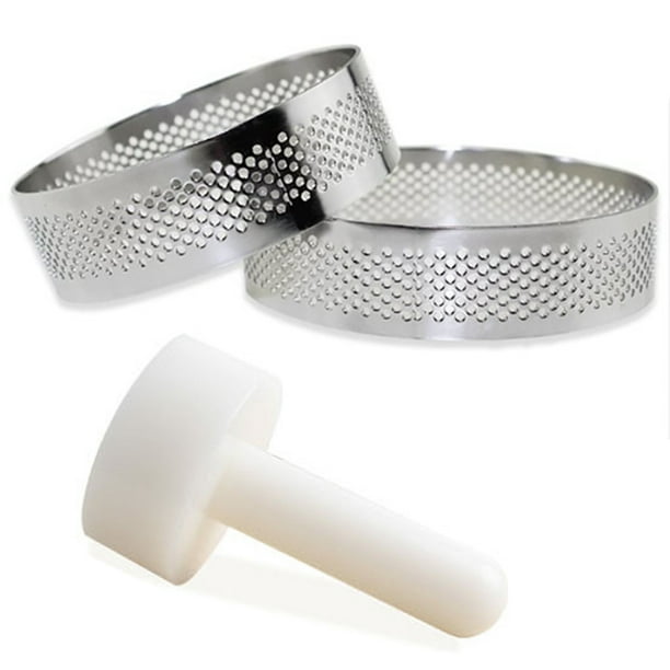 Perforated Kit Tart Rings with Tart Tamper Mini Mousse Cake Rings/Mold Cutter Cookie Cutting