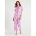 thumbnail image 2 of Joyspun Women's Knit Notch Collar Top and Capri Pants Pajama Set, 2-Piece, Sizes S to 3X, 2 of 5