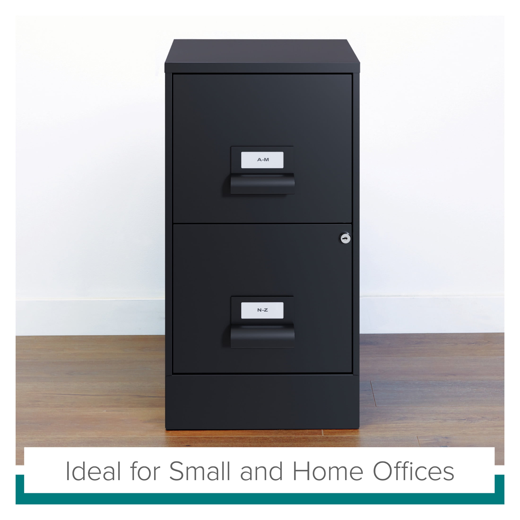 Space Solutions 18" Deep 2 Drawer Premier Letter Width Vertical File Cabinet, Locking, Black