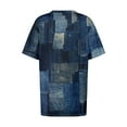 thumbnail image 5 of IYYVV Oversized Graphic Tees For Women Short Sleeve Women’S Tops V Neck Long Shirts Cute Y2K Women'S Tunics Clock Block Graphic Summer Clothes Womens Fall Fashion 2024 Dark Blue 3XL, 5 of 7