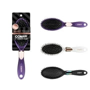 Conair Velvet Touch Cushion Hairbrush with Nylon Bristles and Soft-Touch Handle, Colors Vary