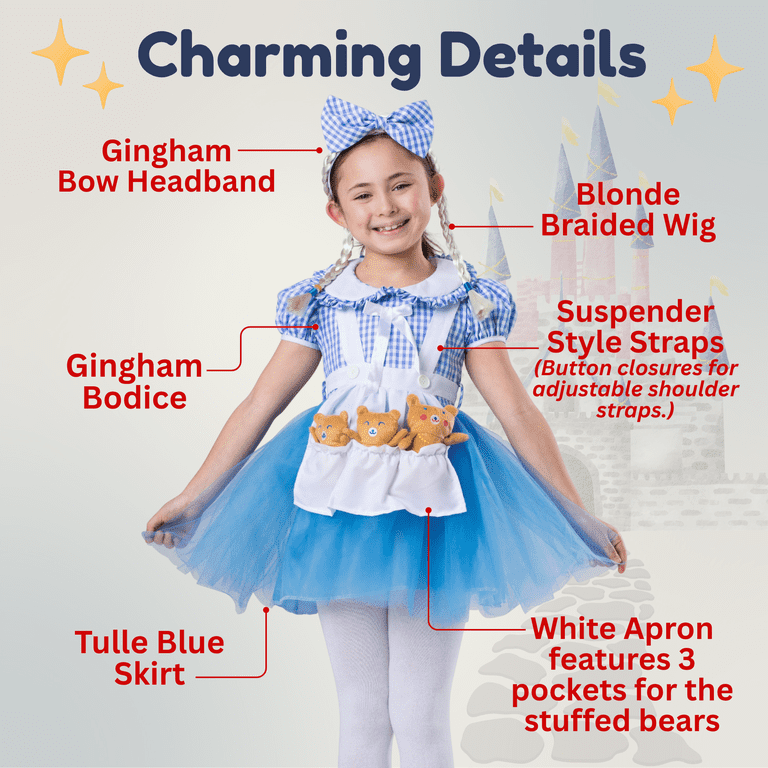 goldilocks blue dress Costume - Kids Color:Rose Gold*
