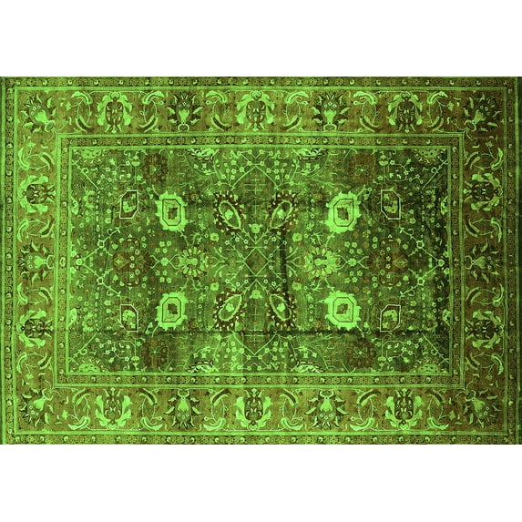 Ahgly Company Indoor Rectangle Oriental Green Industrial Area Rugs, 4' x 6'